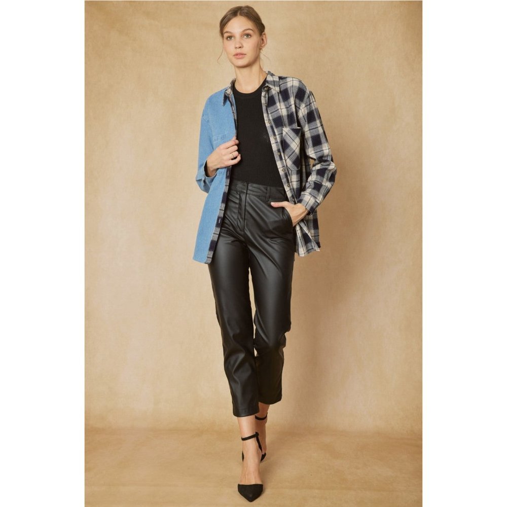 Entro Denim & Plaid Long Sleeve Top - Picture 9 of 9